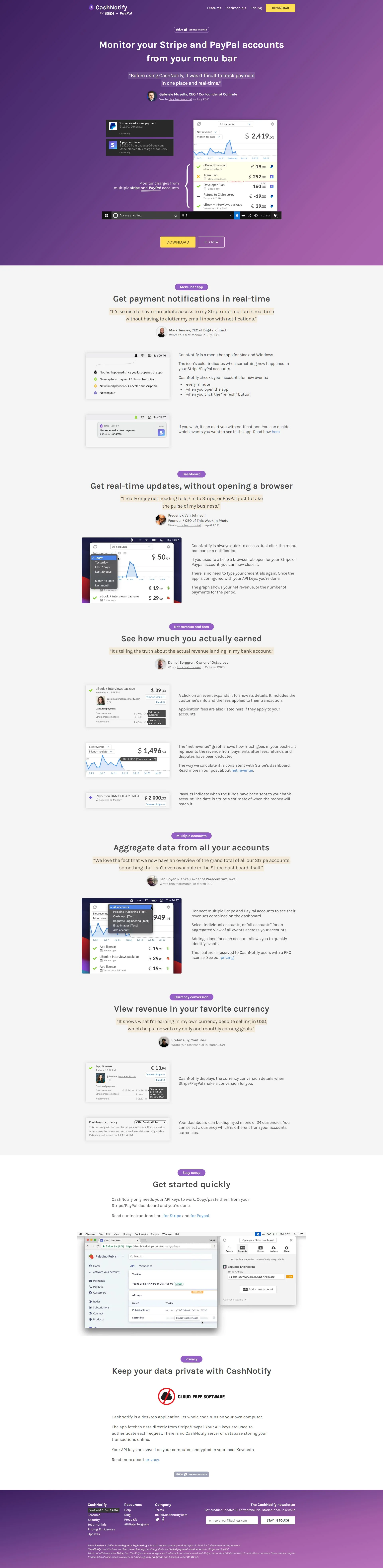 cashnotify.com screenshot