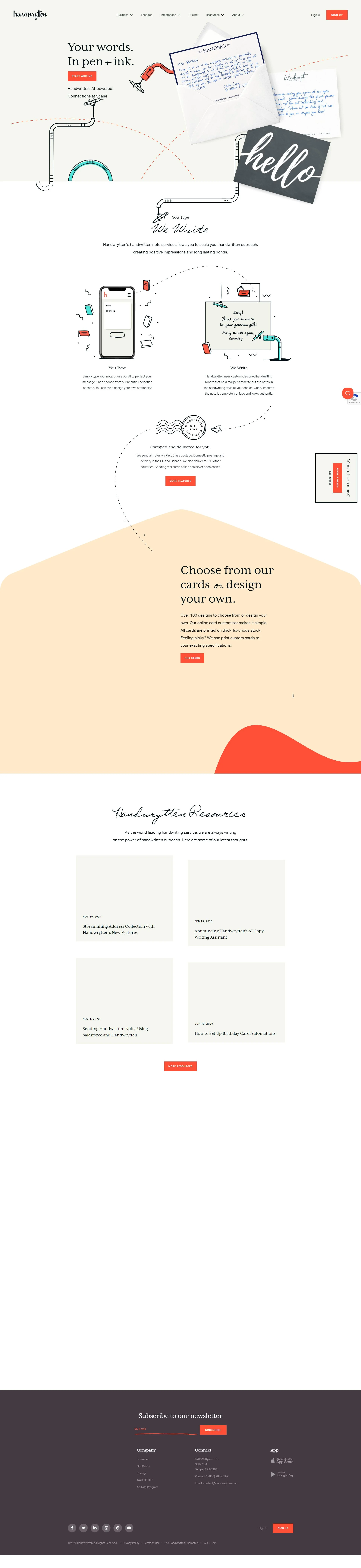 handwrytten.com screenshot