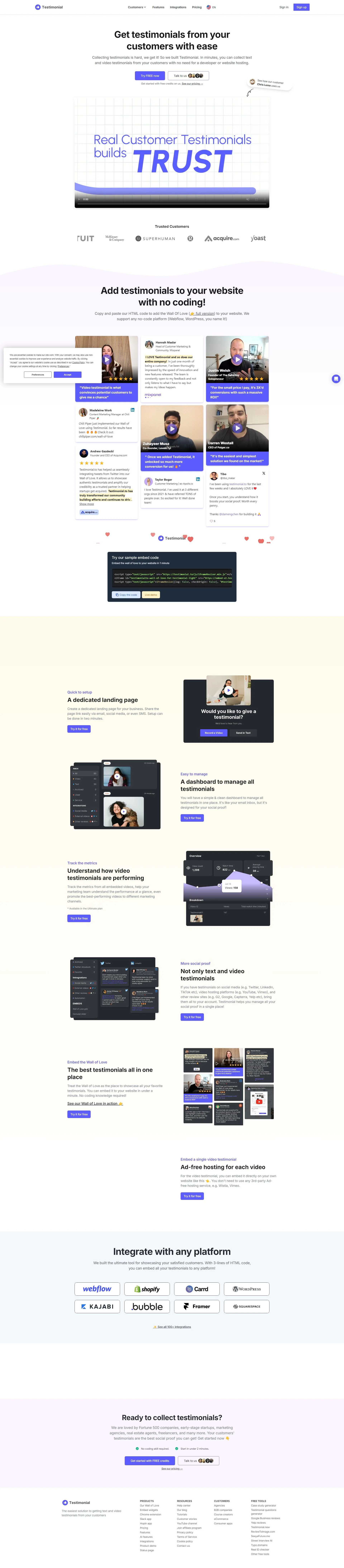 testimonial.to screenshot