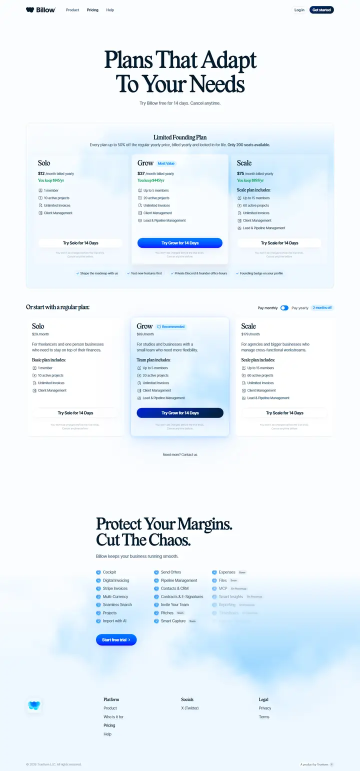 Pricing full-page screenshot