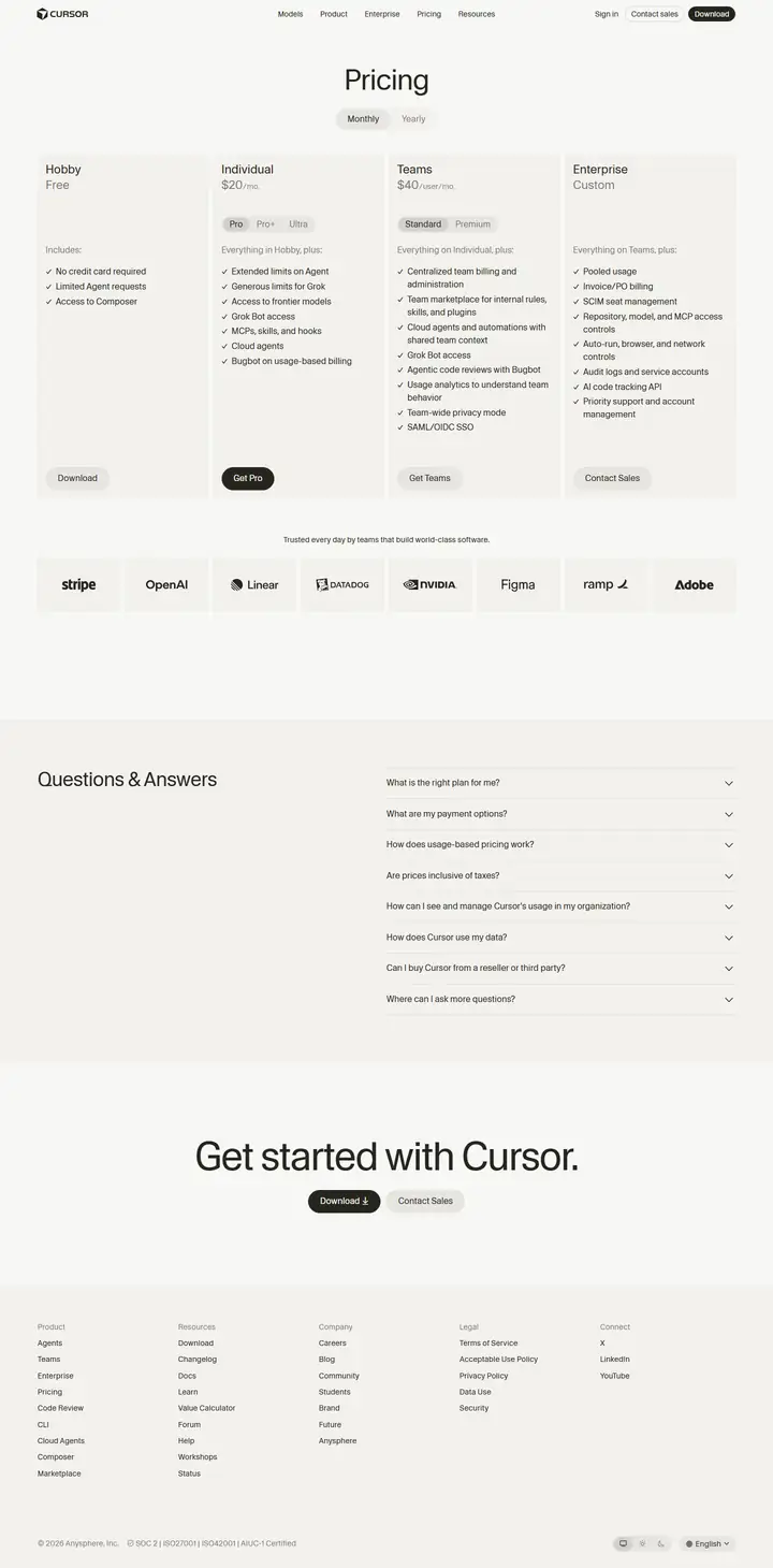 Pricing full-page screenshot