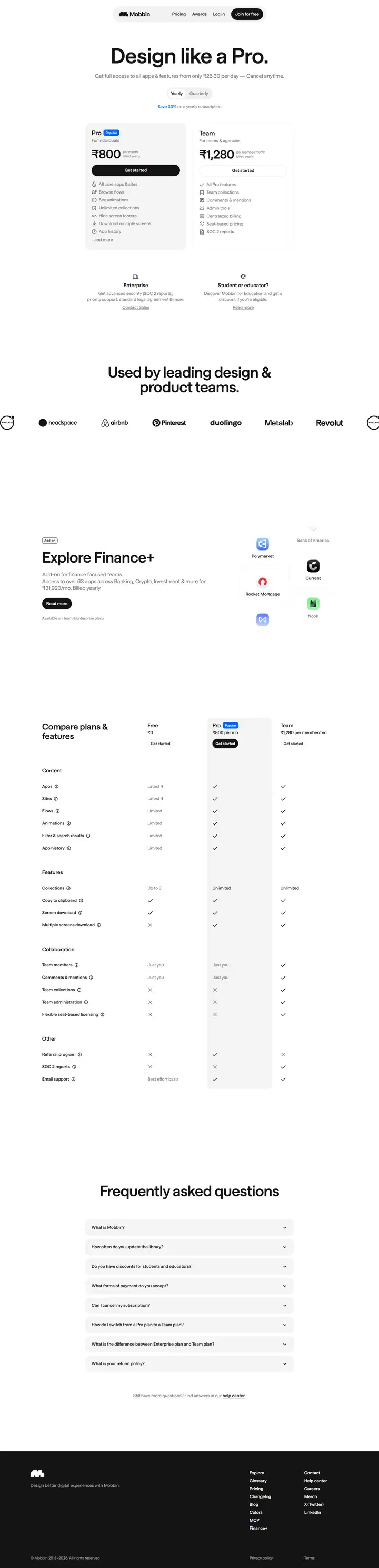Pricing full-page screenshot