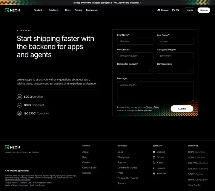 Contact full-page screenshot