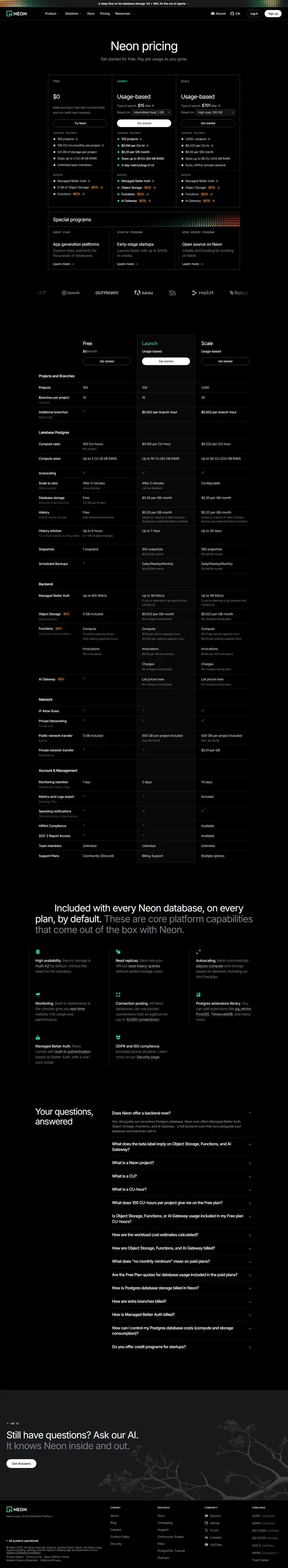 Pricing full-page screenshot