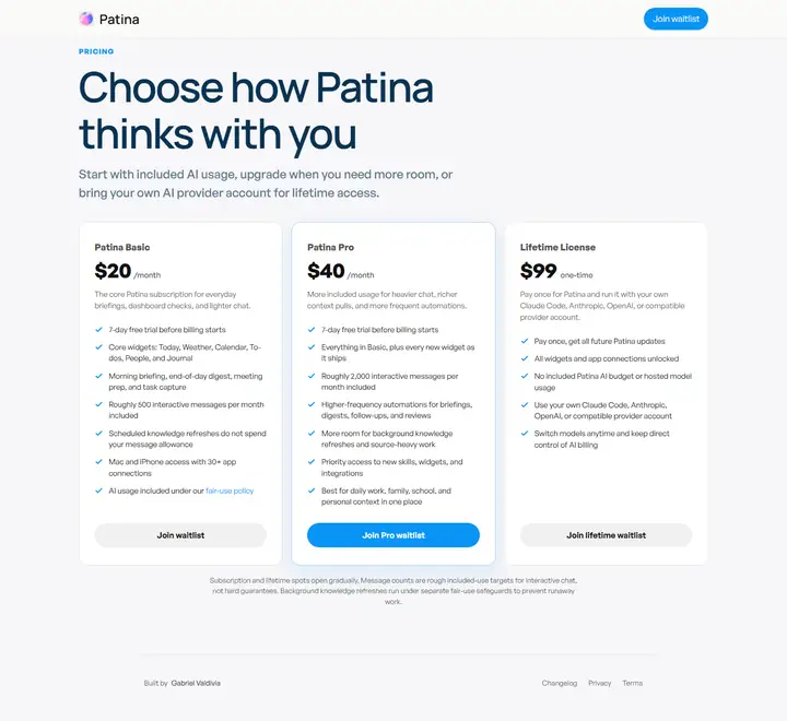 Pricing full-page screenshot