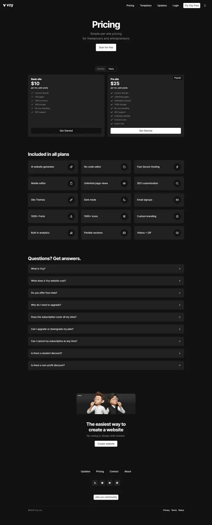 Pricing full-page screenshot