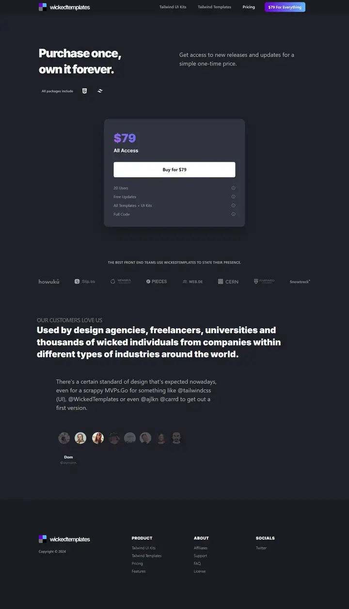 Pricing full-page screenshot